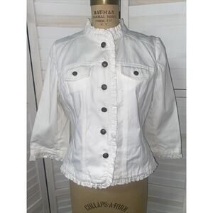 Sandro 100% Cotton Women's White Denim Jacket Size Large In Great Condition